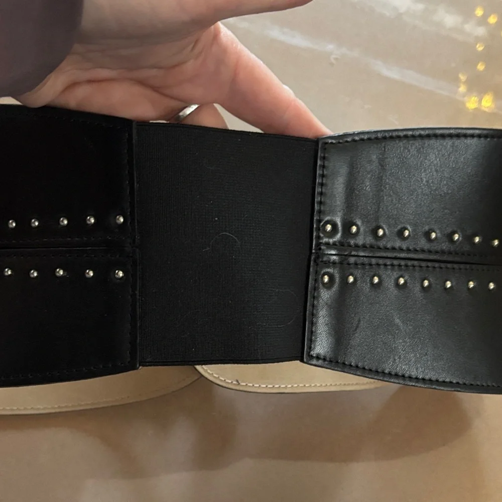 Streets Ahead Black Leather Belt with Silver Studs Small - Picture 6 of 14